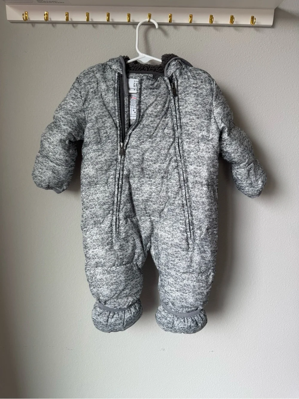 GAP Heather Gray Quilted Baby Snowsuit One-Piece